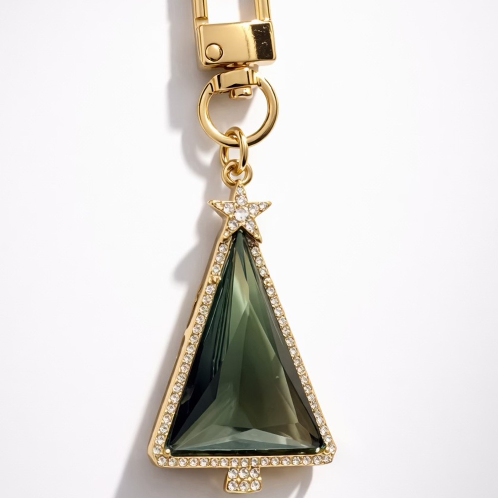 True To Form Gold and Green Christmas Tree Keychain